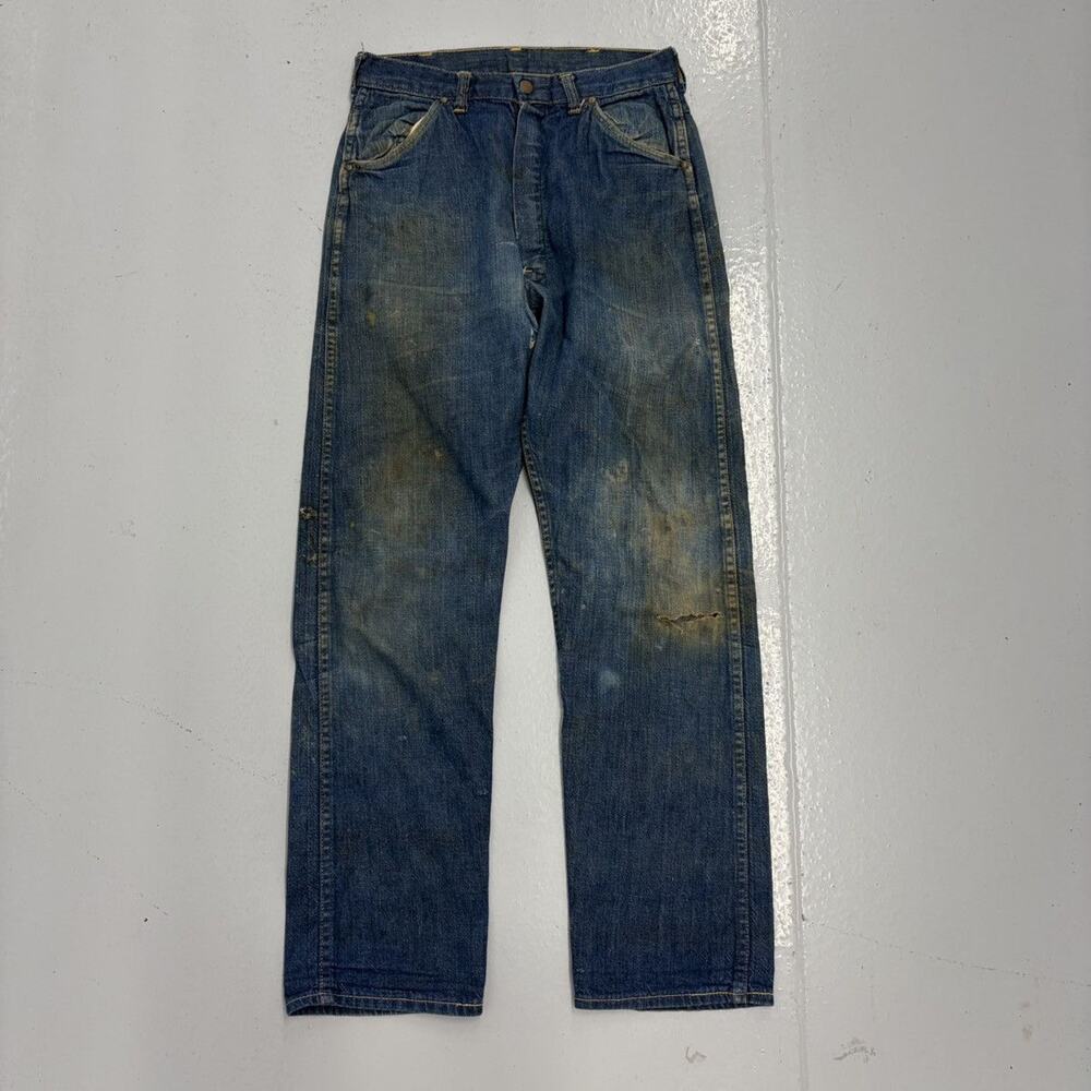 Vintage 50s Blue Bell? Dark Distressed Workwear Jeans 27x28